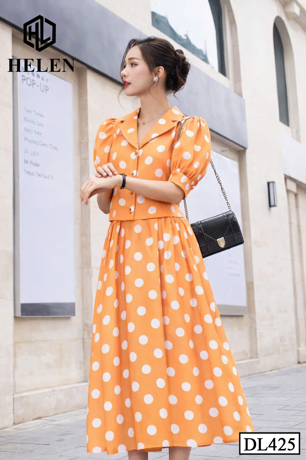 Đầm liền giả set CAM chấm bi  DL425