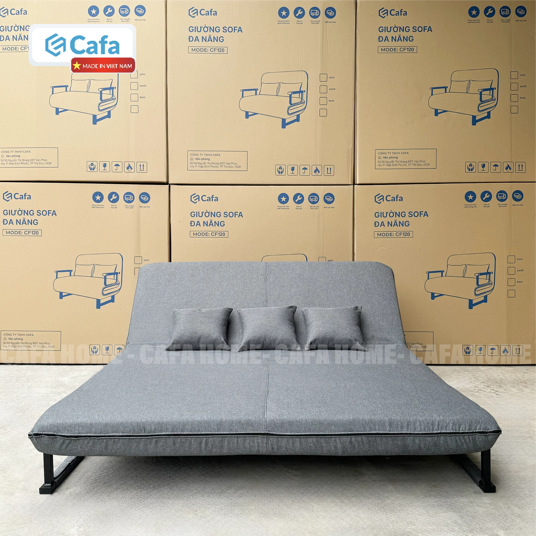 SOFA BED 150CM MÀU XÁM