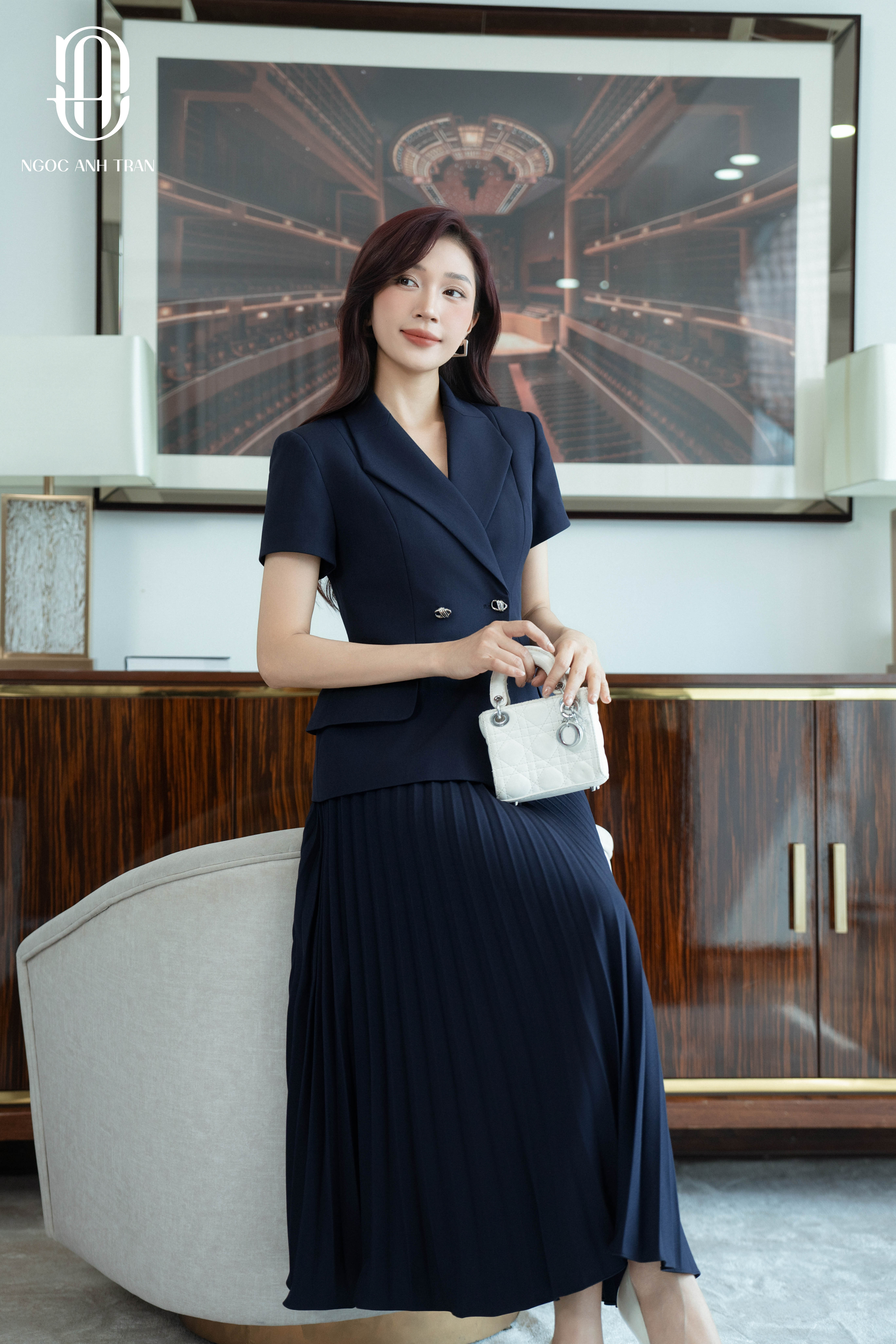 V072 - Set áo vest navy tay cộc cúc vuông phối chân váy navy xếp ly_thumbnail_2