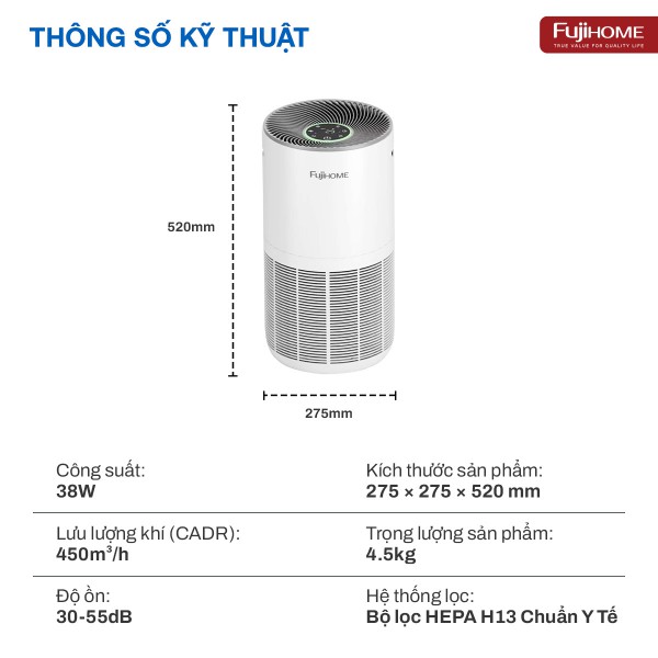 Máy lọc không khí thông minh Fujihome AP5Grand có kết nối điều khiển quả Wifi_thumbnail_1