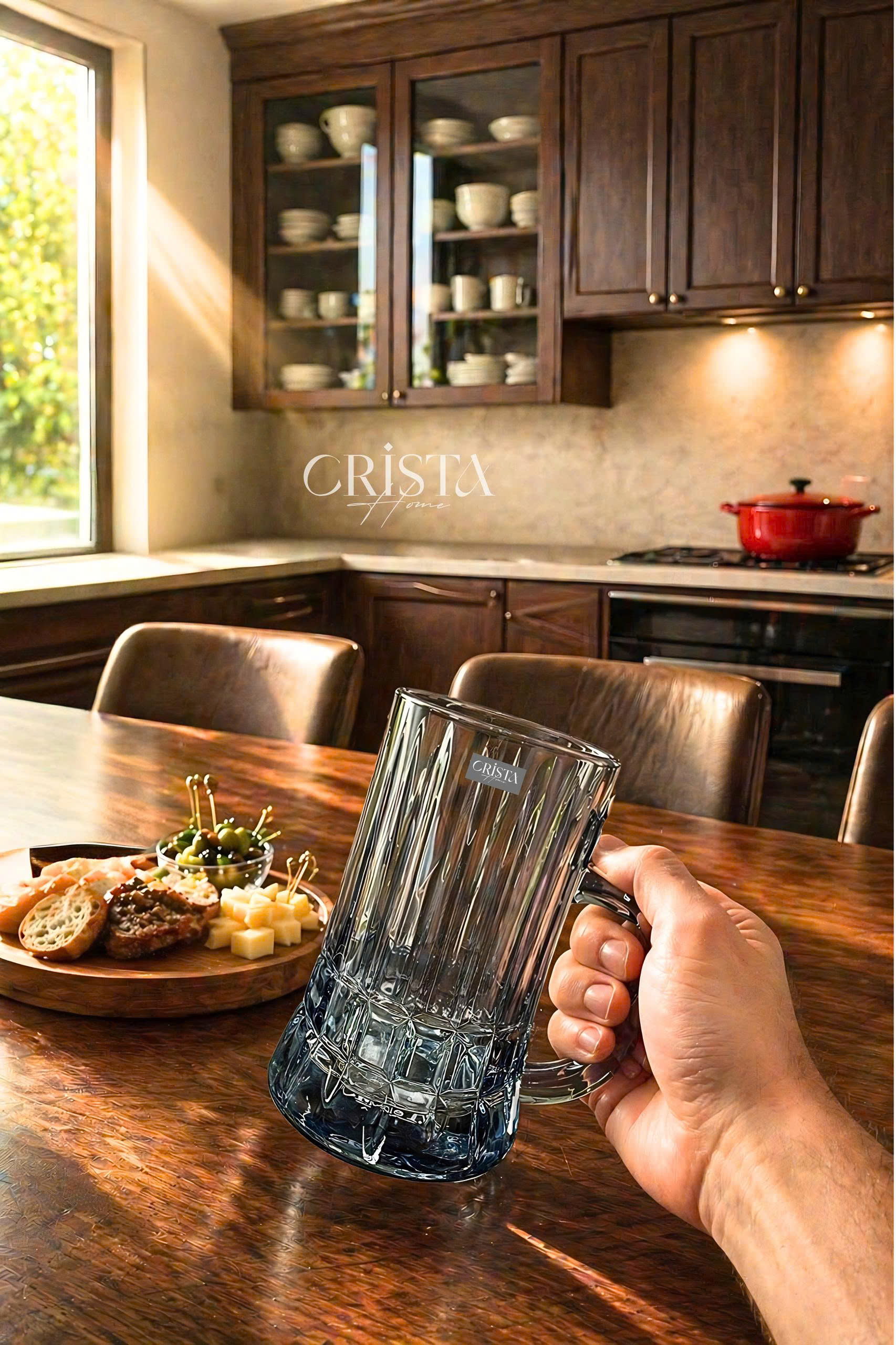 Bộ 6 cốc bia thủy tinh vân sọc có quai 550ml CRISTA HOME_thumbnail_5