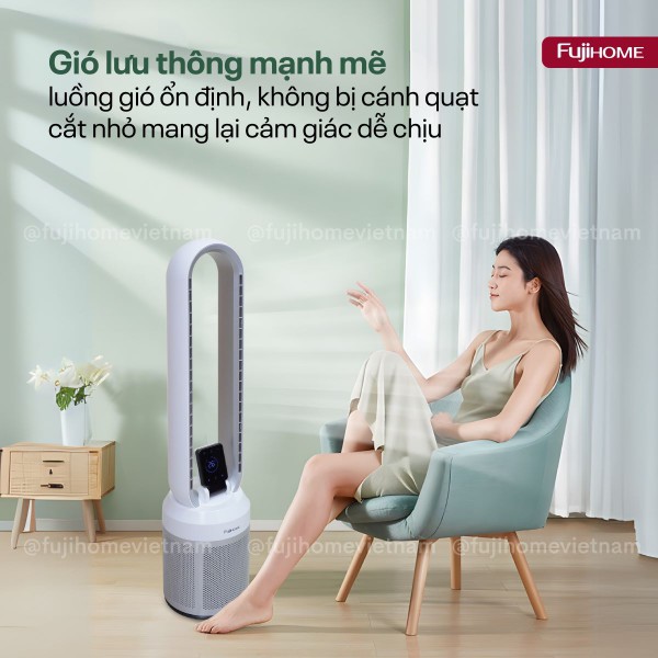 Quạt không cánh tích hợp lọc không khí bằng HEPA, màng lọc Ion bạc Fujihome BF308DC HEPA_thumbnail_7