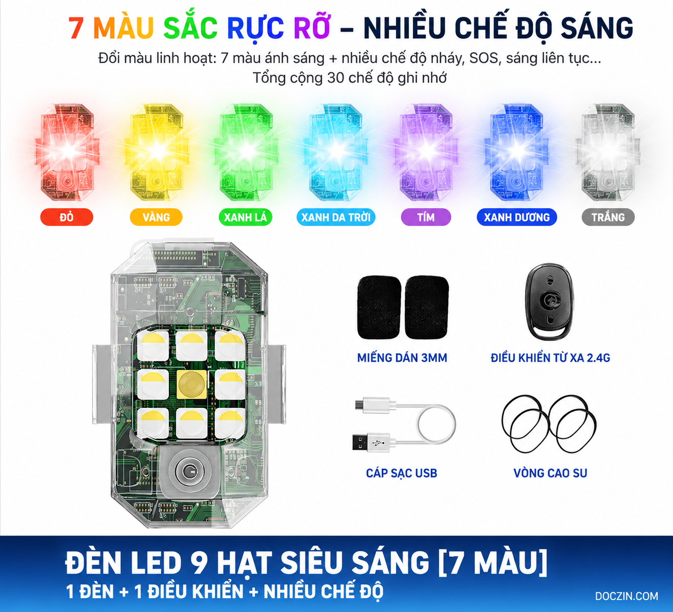 Đèn led Oto  Nhấp Nháy Cảnh Báo Đa Năng Chống Va Chạm_thumbnail_4