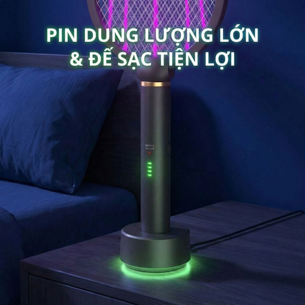 Đèn muỗi có chức năng vợt muỗi Kachi MK386 với đế sạc tích hợp_thumbnail_6