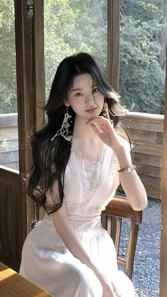 Lucas - Váy zile cổ tim viền ren pha ngang ngực, chân xòe dáng dài