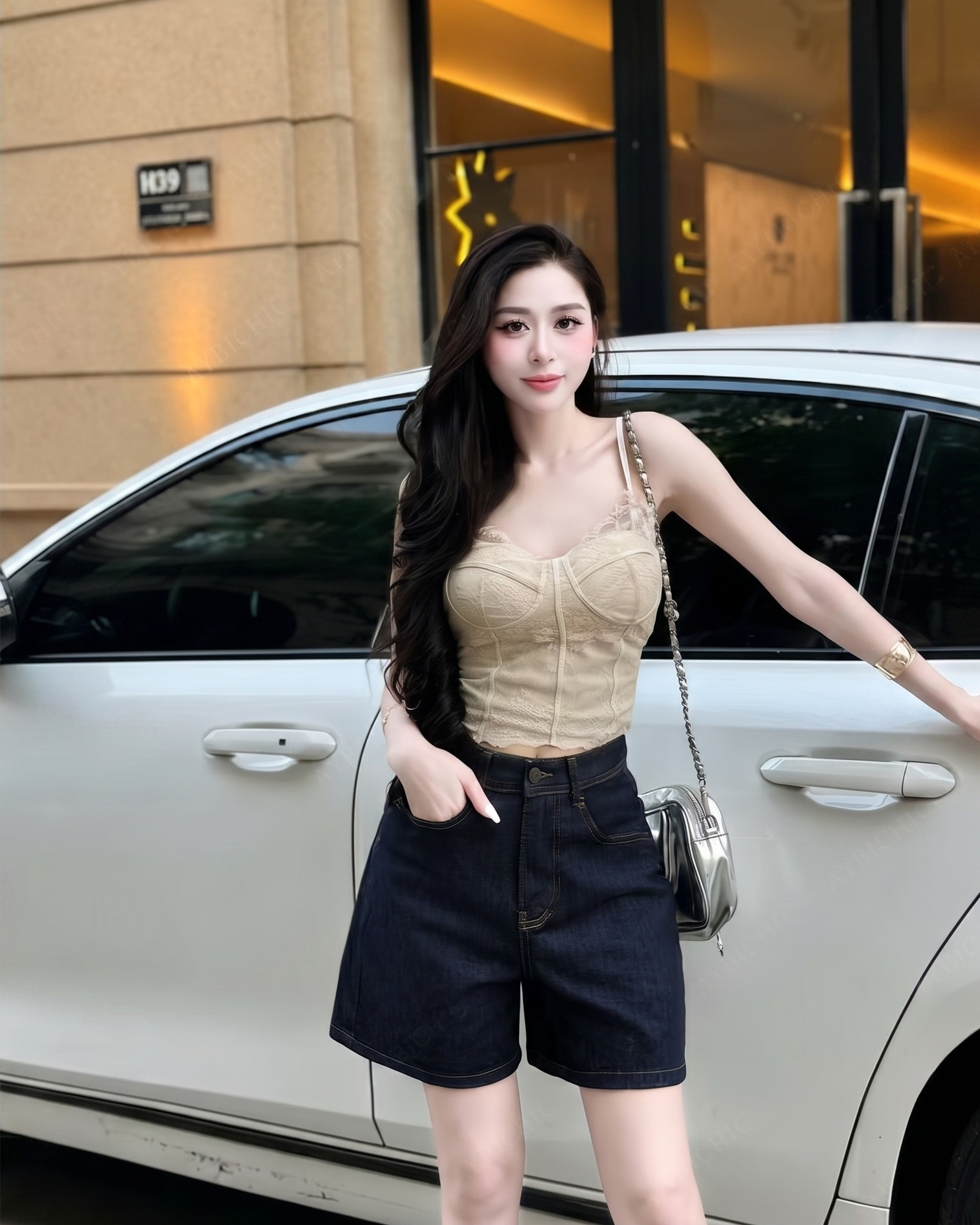 Short Jeans Nữ Lửng ngố thêu chéo túi sau NT.3261 BT (C) (1451)