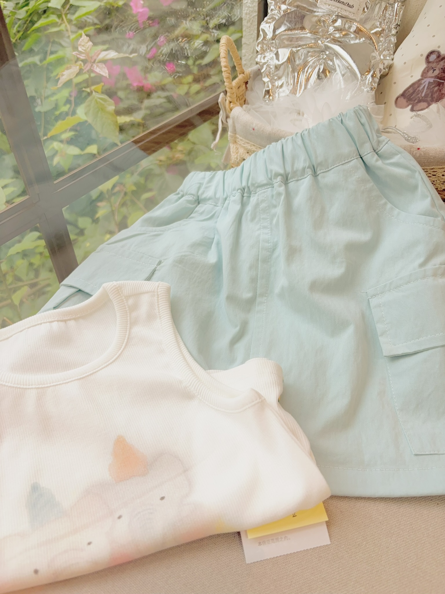 (E177) Chân váy gió mềm túi hộp màu xanh hãng OD