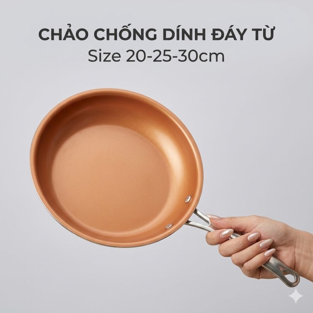 Chảo Chống Dính Đáy Từ Mishio Size 25 cm MK431 - Chống Dính Gốm Cao Cấp, An Toàn Sức Khỏe, Dùng Cho Mọi Loại Bếp
