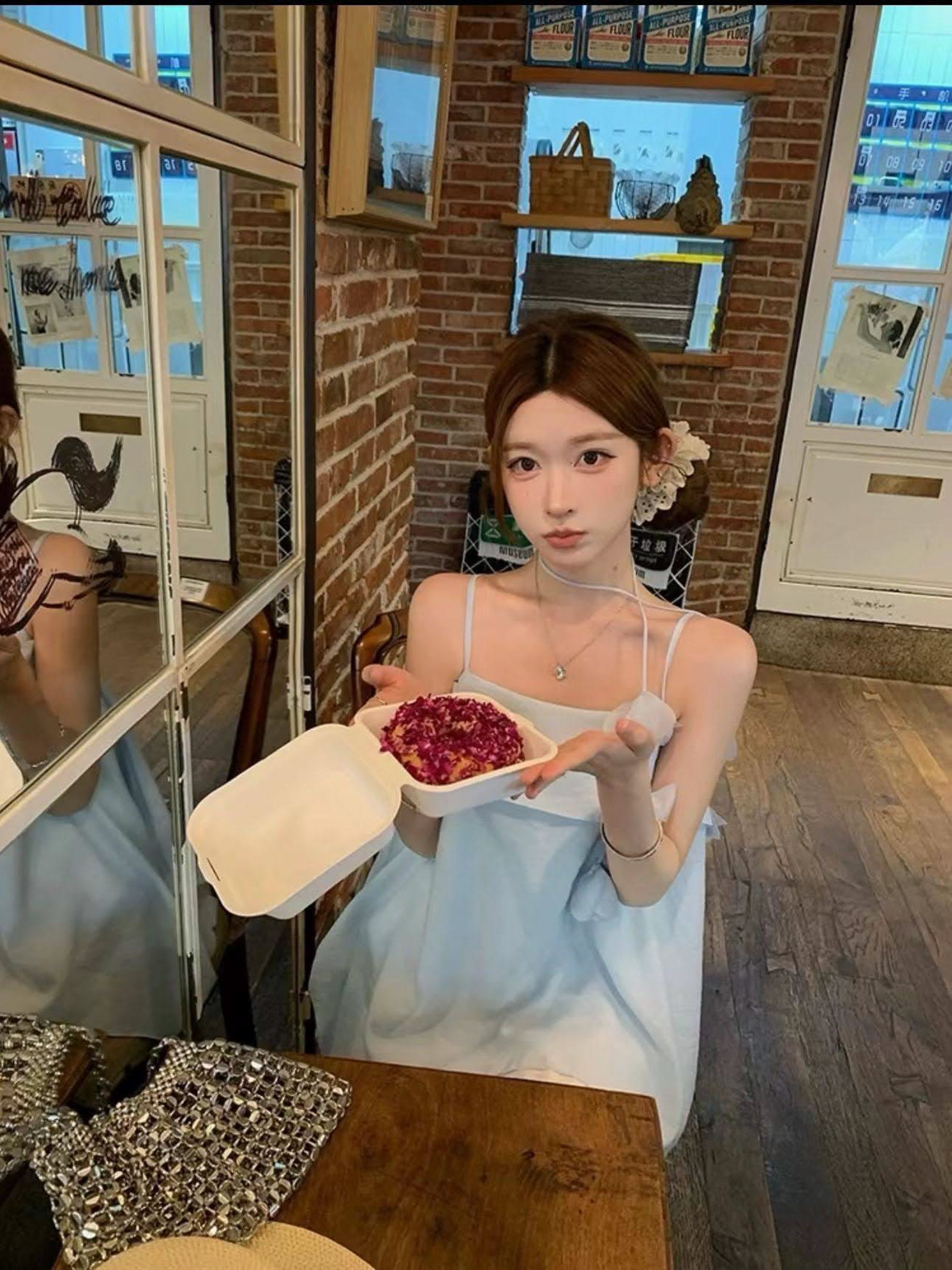 Áo sơ mi 2 dây dáng suông + nơ nơ hoa_thumbnail_2