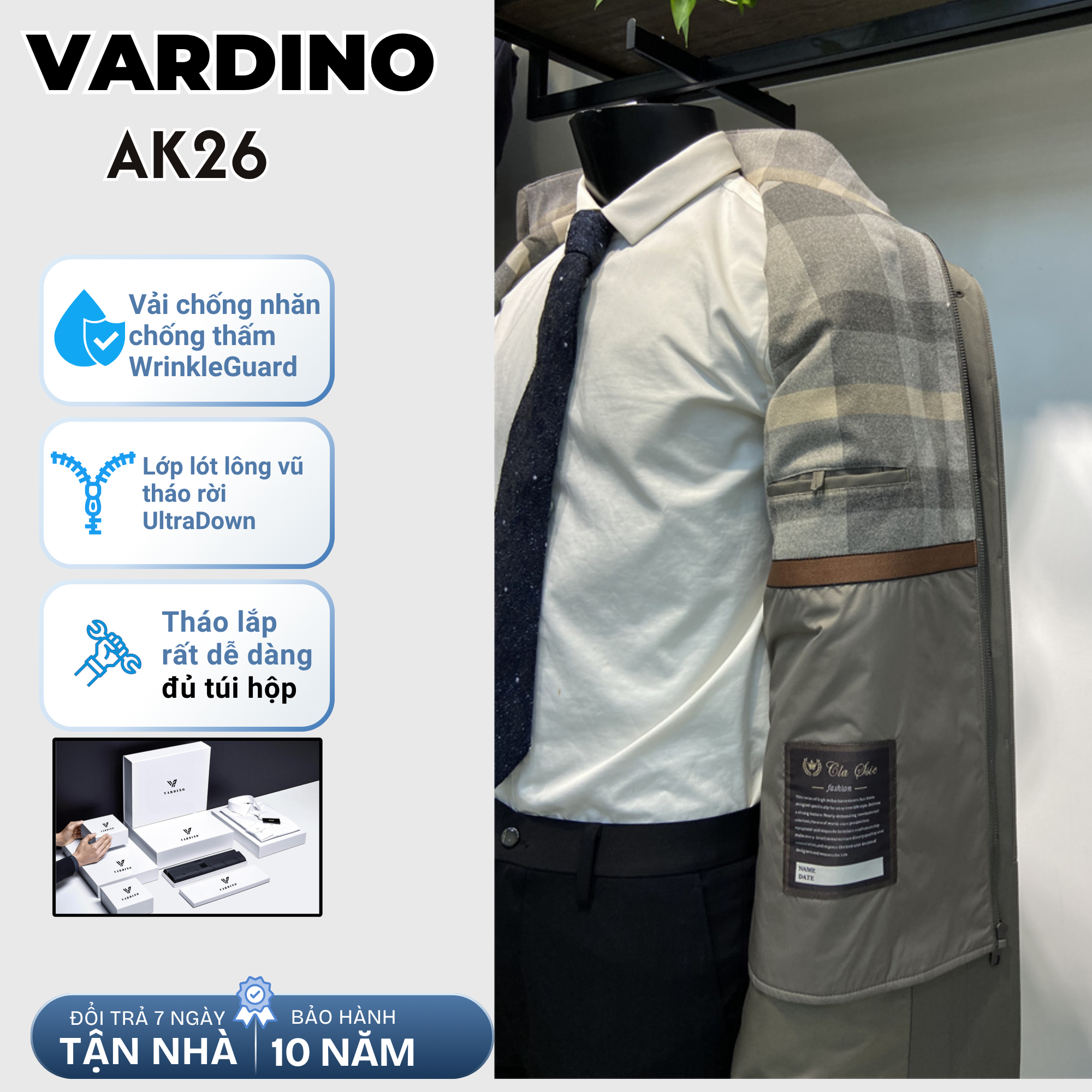 Áo khoác măng tô nam cổ đứng có lót tháo rời Vardino AK2526_thumbnail_9