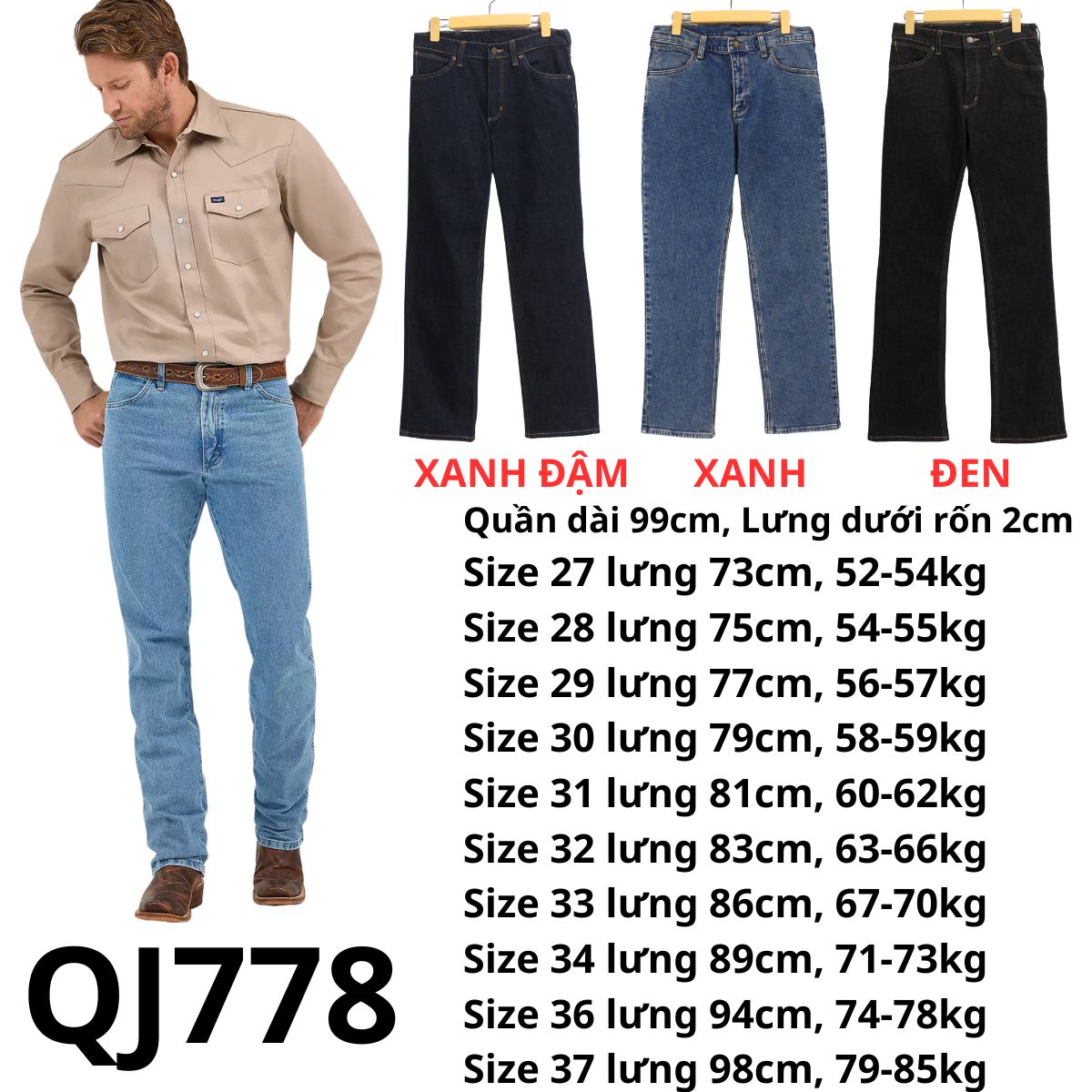 QJ778 -Quần Jeans nam