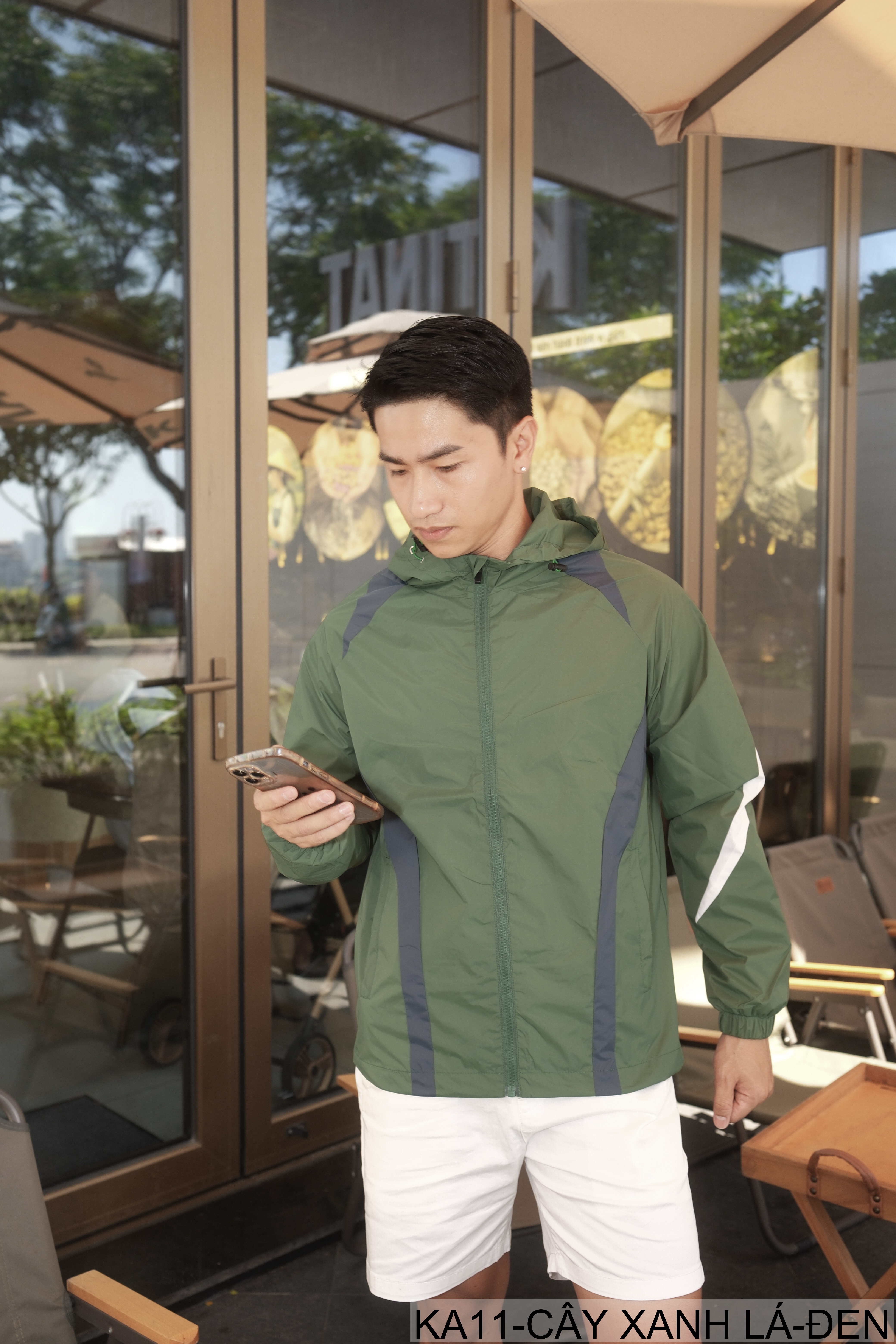 KA11 - Áo gió thể thao nam nữ chống gió chống nước có mũ trùm đầu, thiết kế màu tương phản năng động_thumbnail_22