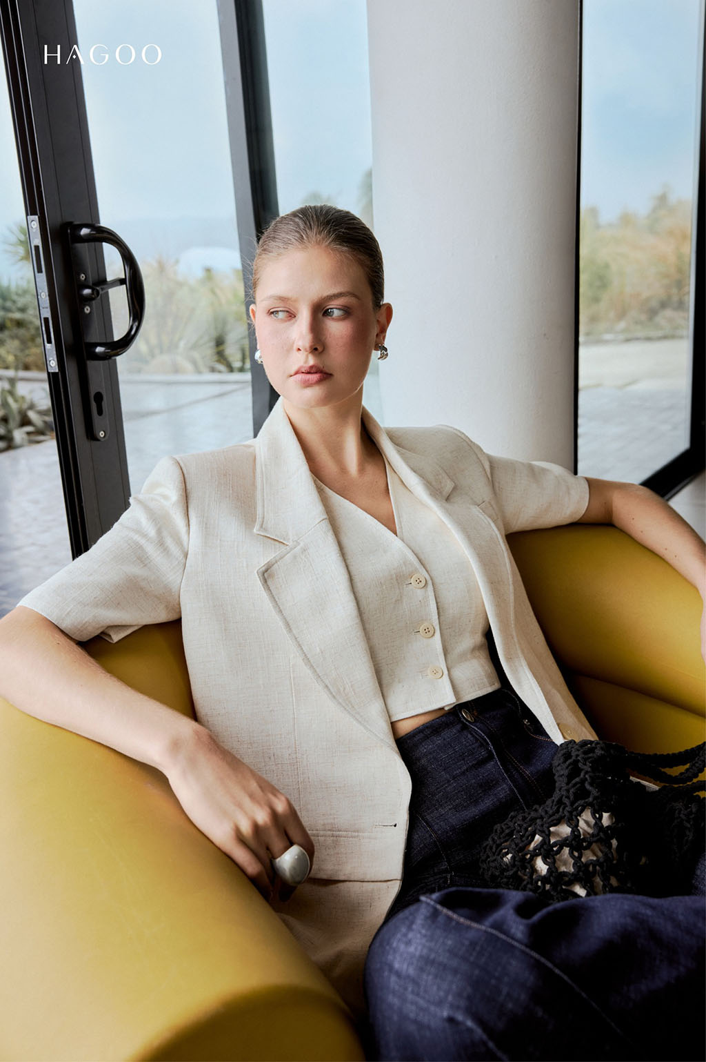 Blazer linen cộc tay HAGOO