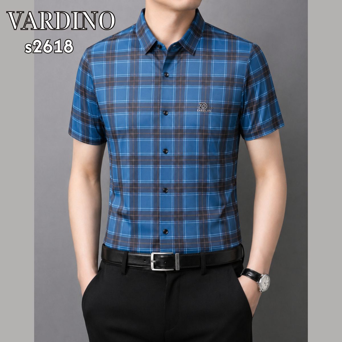 Sơ mi hoạ tiết kẻ Vardino S2618