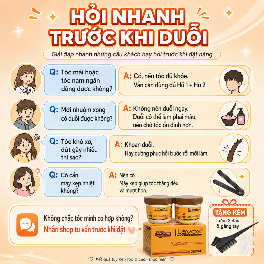 Kem Duỗi Tóc Lavox Strong Hộp Cam 2 Hũ, Hỗ Trợ Tóc Thẳng Mượt Tại Nhà, Tặng Lược 2 Đầu & Găng Tay_thumbnail_8