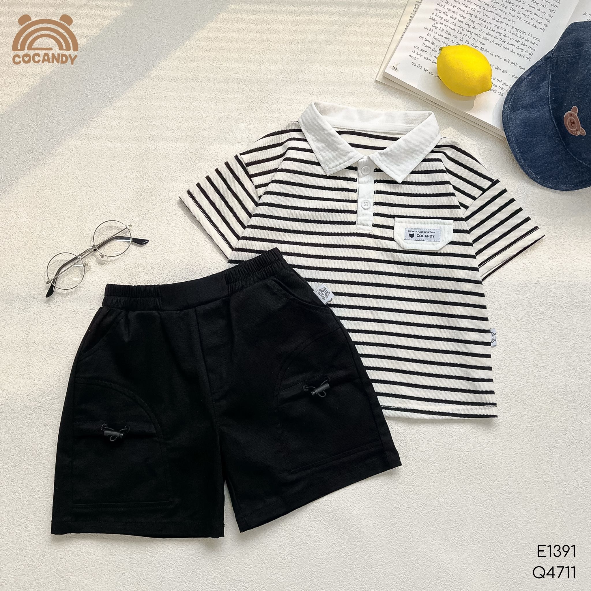 Quần cộc (form lửng) kaki ĐEN túi dây rút