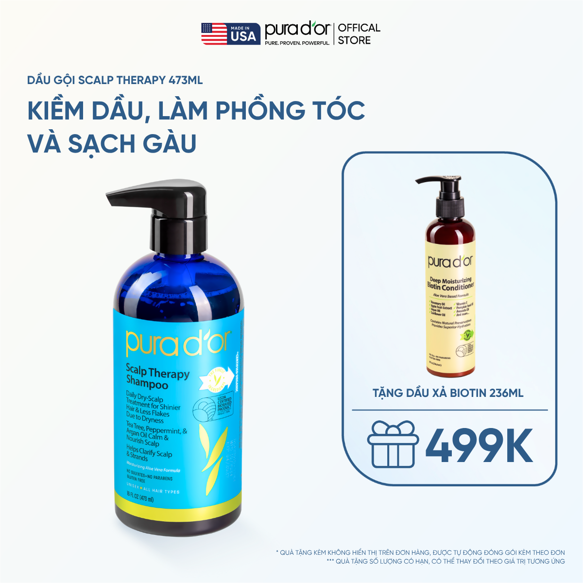 Dầu gội Pura D'or Scalp Therapy Giúp Dịu Da, Làm Sạch Tóc Và Dưỡng Ẩm 473ml