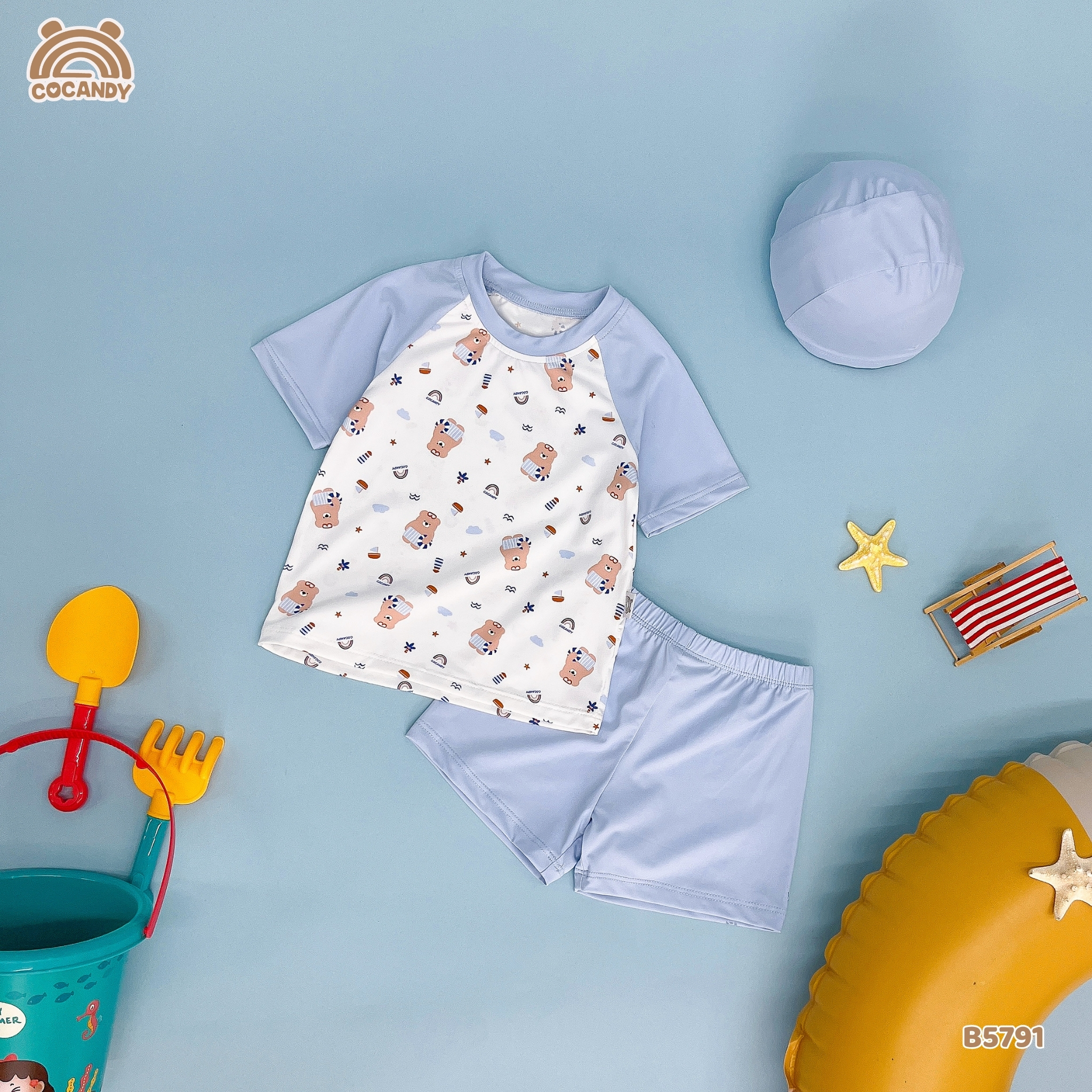 Bộ bơi cộc XANH DƯƠNG hình gấu nâu_thumbnail_1