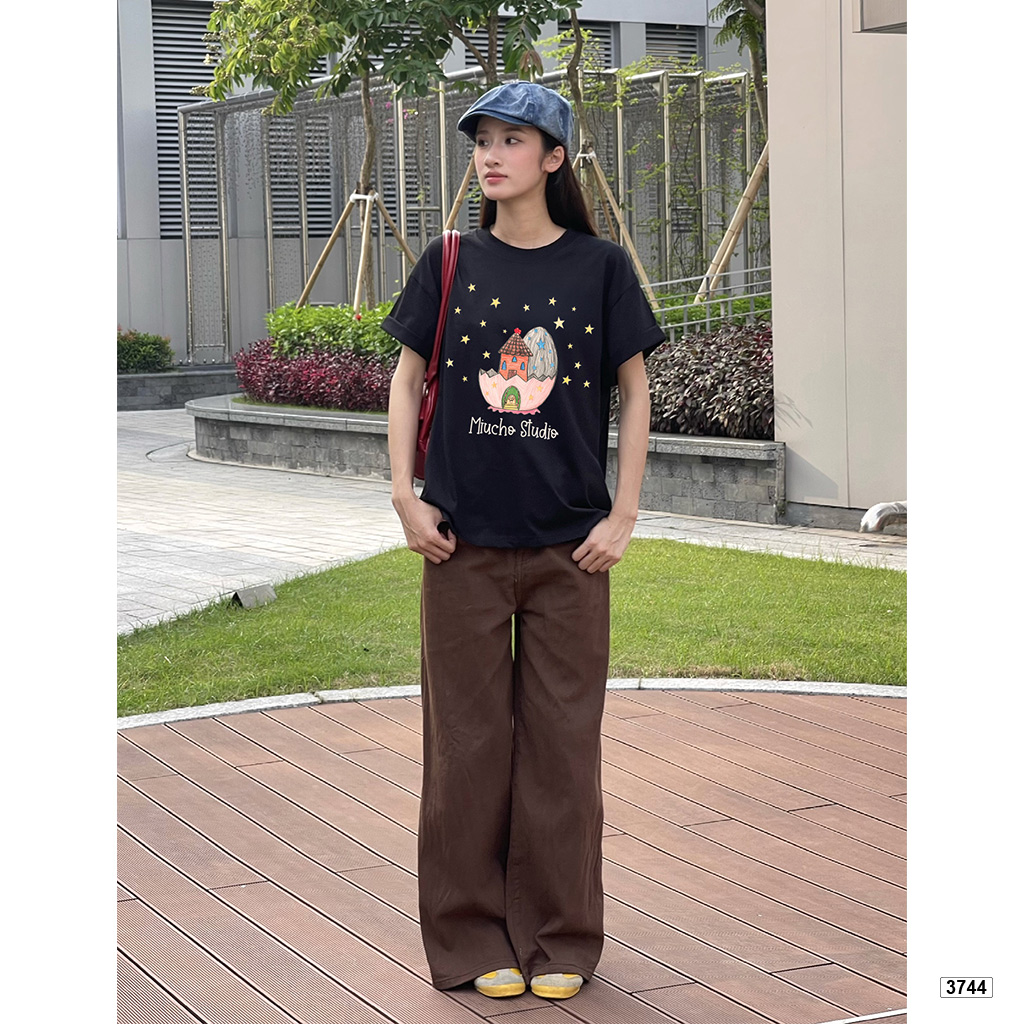 Áo thun nữ form boxy hoạt hình mùa hè Dreamee đáng yêu chất thoáng mát Miucho 3744_thumbnail_6