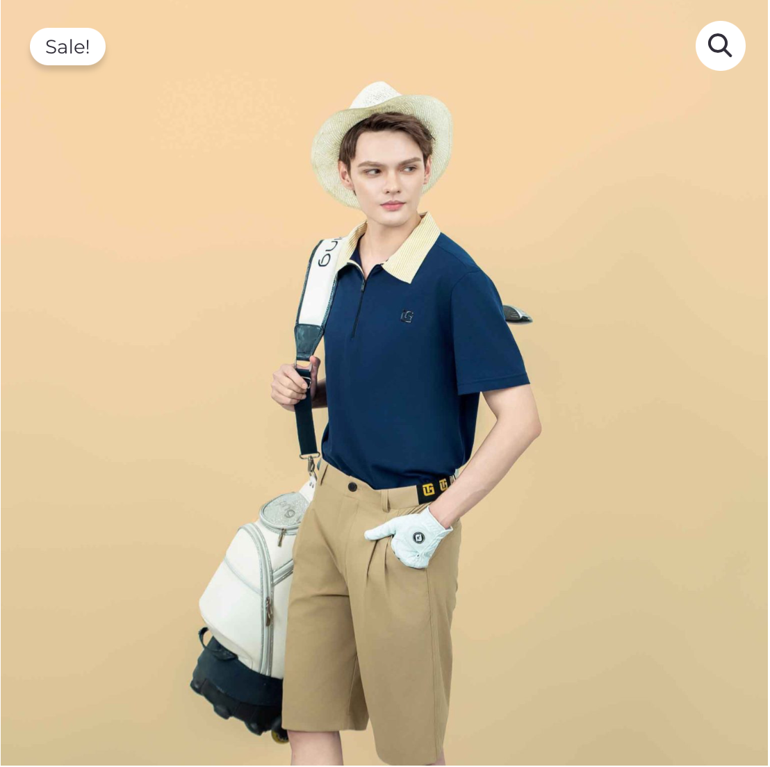 Áo Polo nam phối cổ sọc vàng- Navy