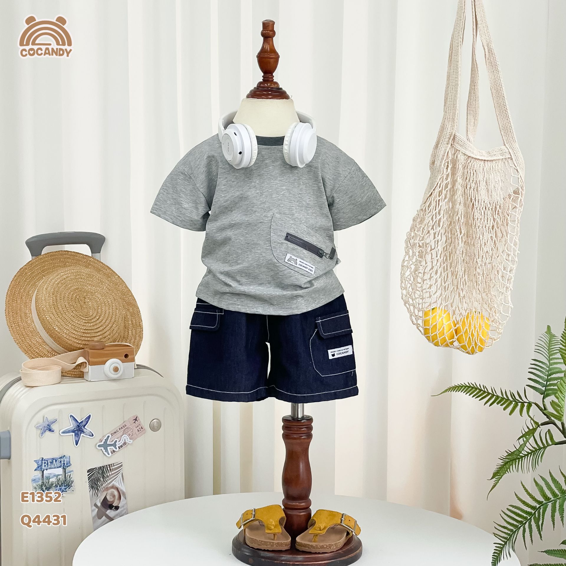 Áo cộc GHI ĐẬM túi ốp kéo khóa
