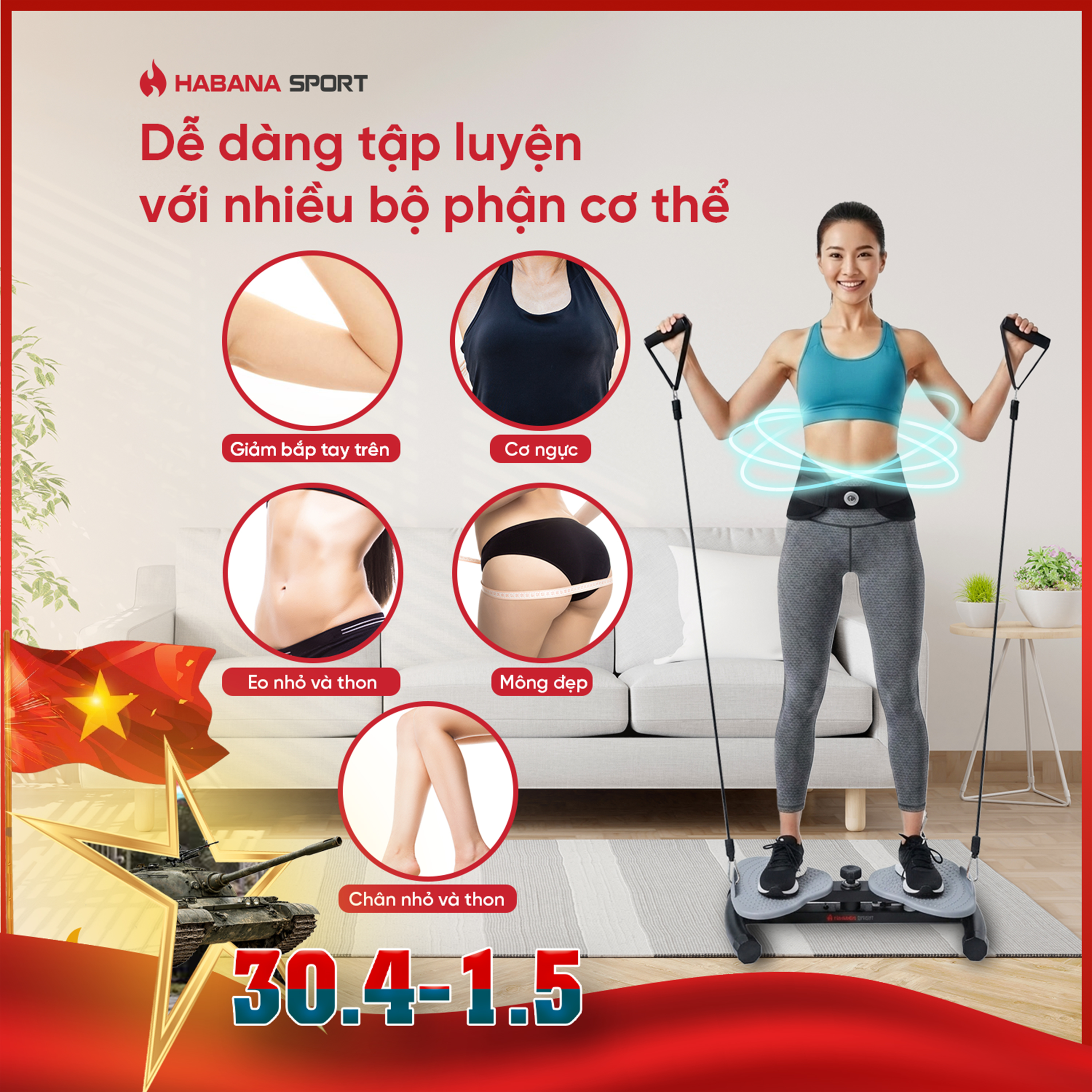 Bàn Xoay Eo Đốt Mỡ Habana [TẶNG] 2 Dây tập + 2 Dây Trợ Lực + Miễn ship toàn quốc_thumbnail_2