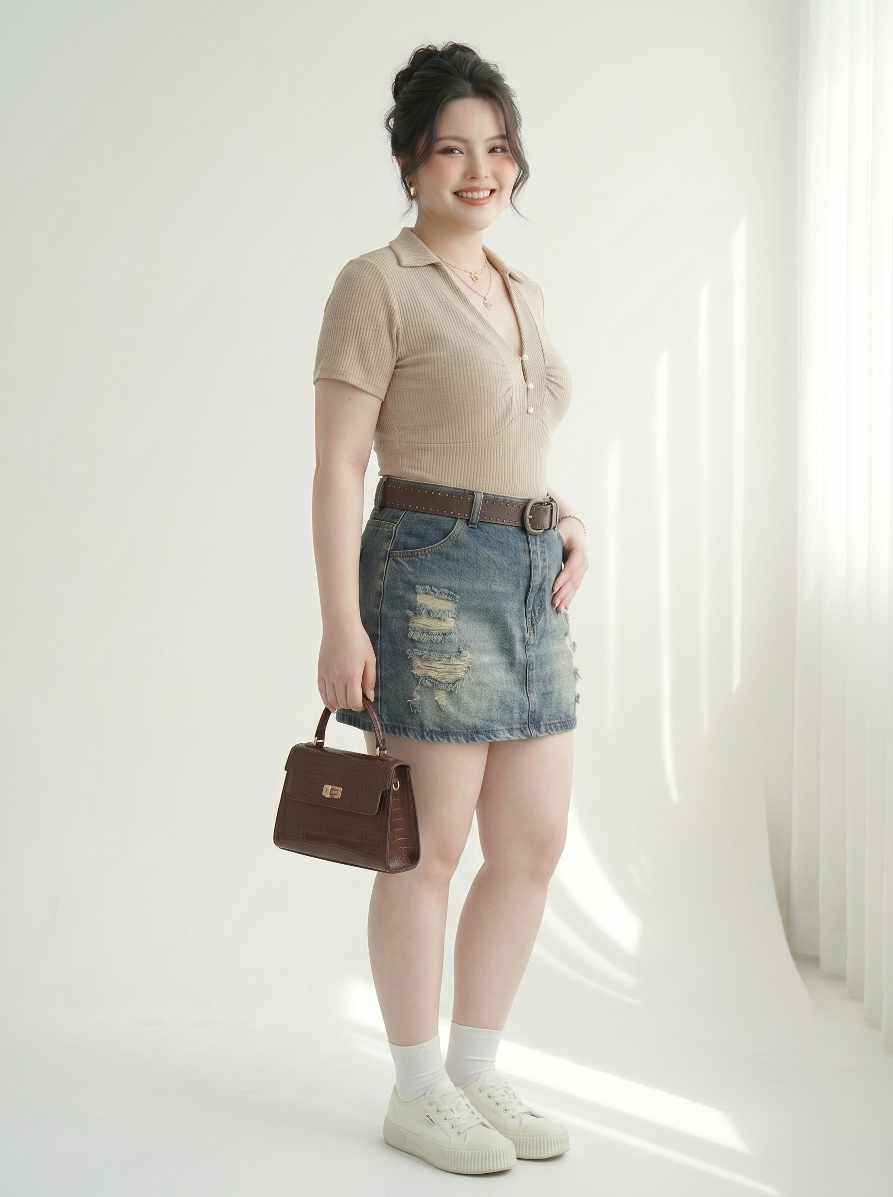 Quần Váy Jean Thêu Cún Bigsize Lưng Cao Gọn Dáng - Xanh Jean - Vừa 55-90kg - T-QVJ2121_thumbnail_4