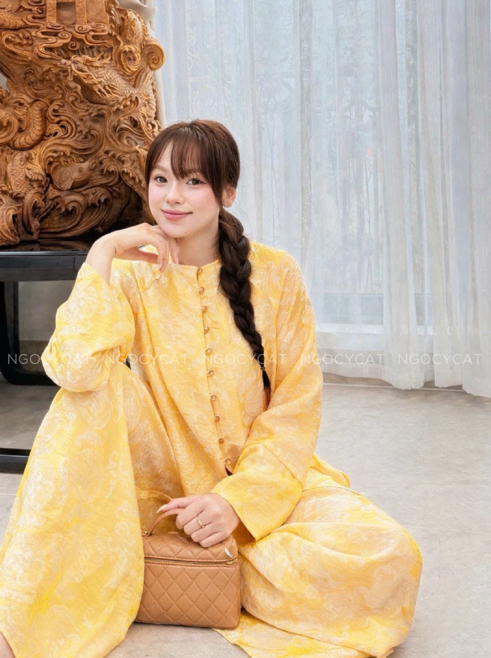 Áo Bà Ba Màu Vàng Tơ TẰm Ánh Kim_thumbnail_2