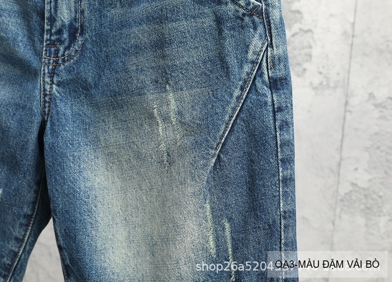 QA3 - Quần short jeans nam ống đứng phong cách Hàn Quốc, màu đậm vải bò, thiết kế túi chèn chéo thời thượng_thumbnail_8