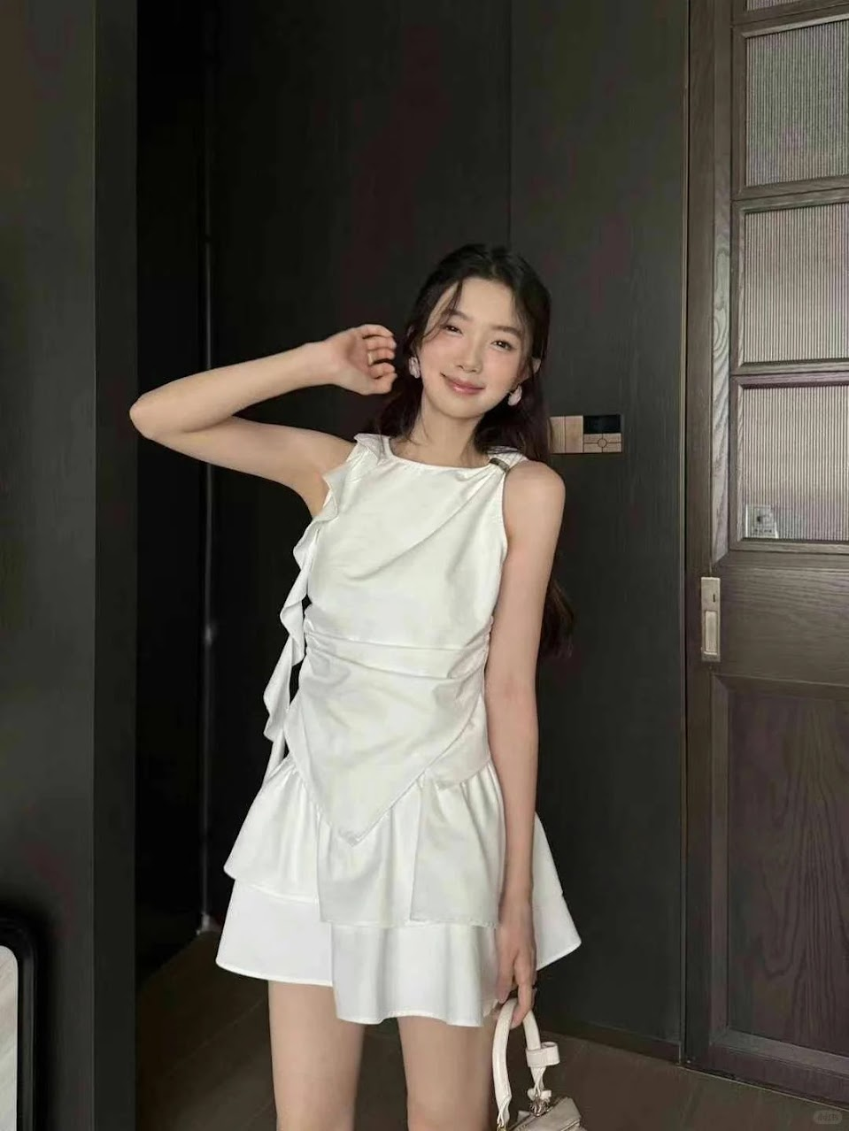 Lucas - Set áo zile phối bèo 1 bên gấu chéo + chân váy xòe dáng ngắn 2 tầng_thumbnail_3