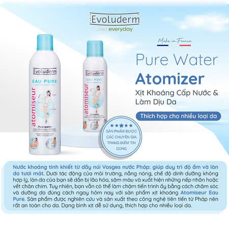 Xịt Khoáng Evoluderm Eau Pure – Cấp Ẩm & Làm Dịu Da Tức Thì