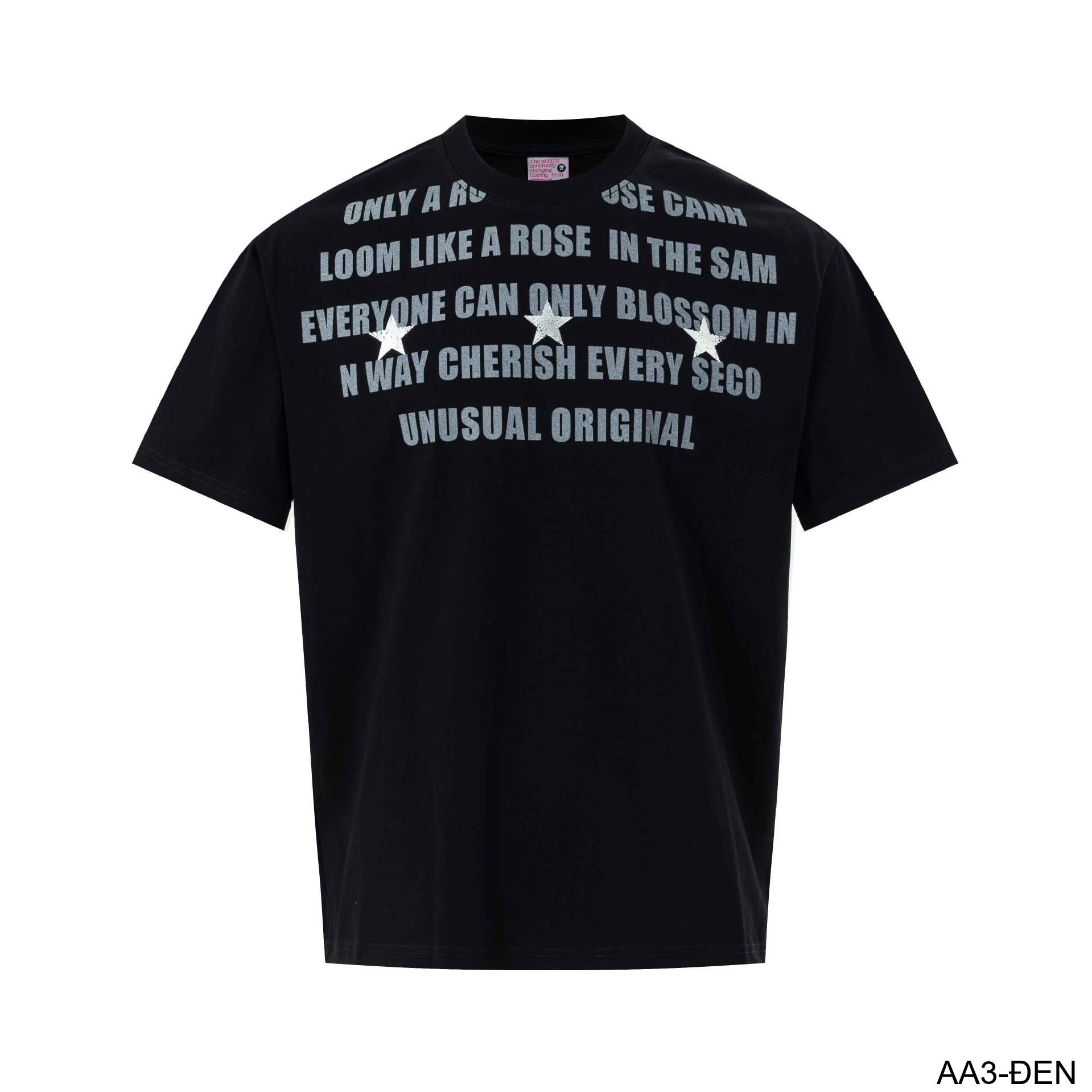 AA3 - Áo thun unisex cổ tròn tay ngắn in chữ retro phong cách streetwear
