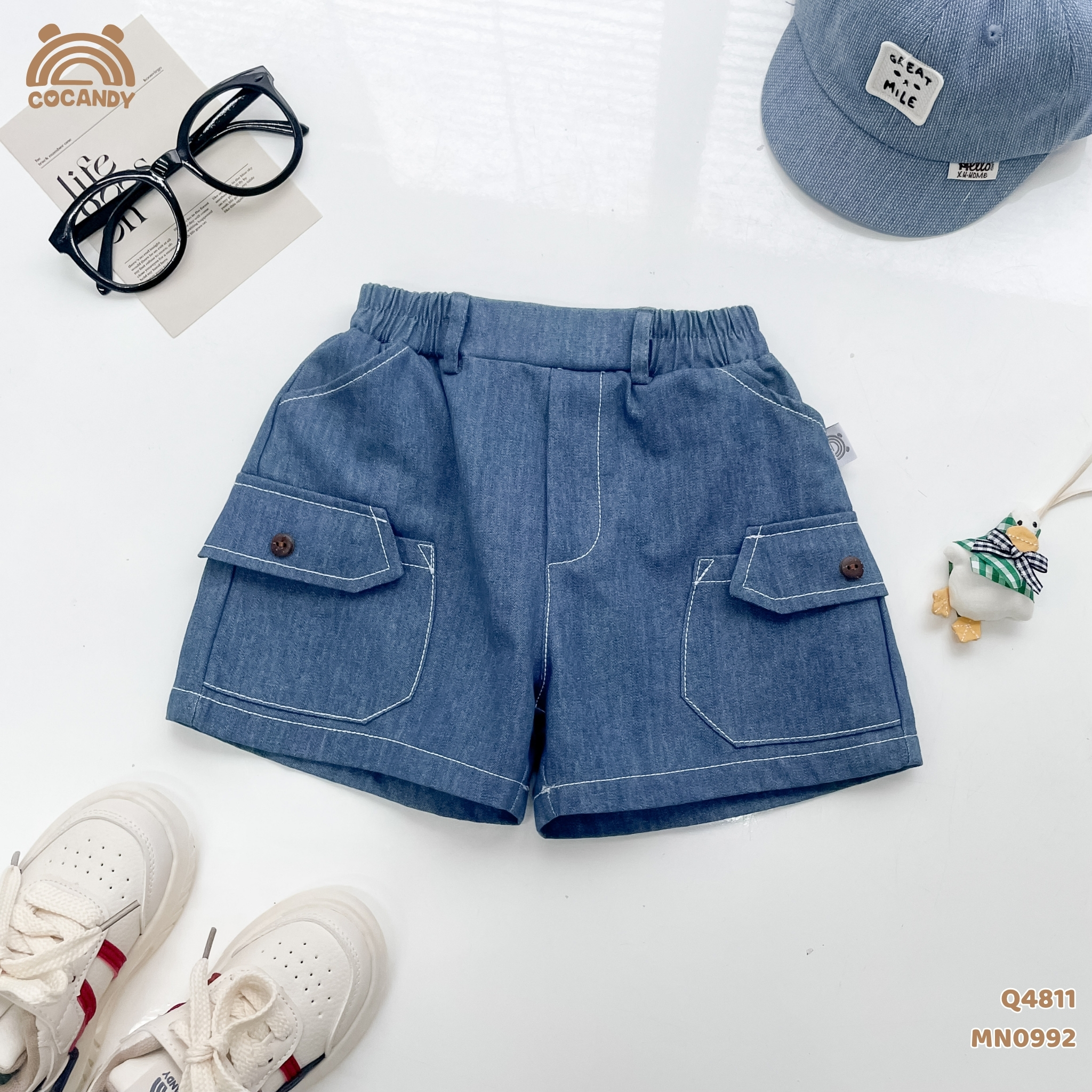 Quần cộc jeans XANH phối 2 túi kiểu chéo_thumbnail_1