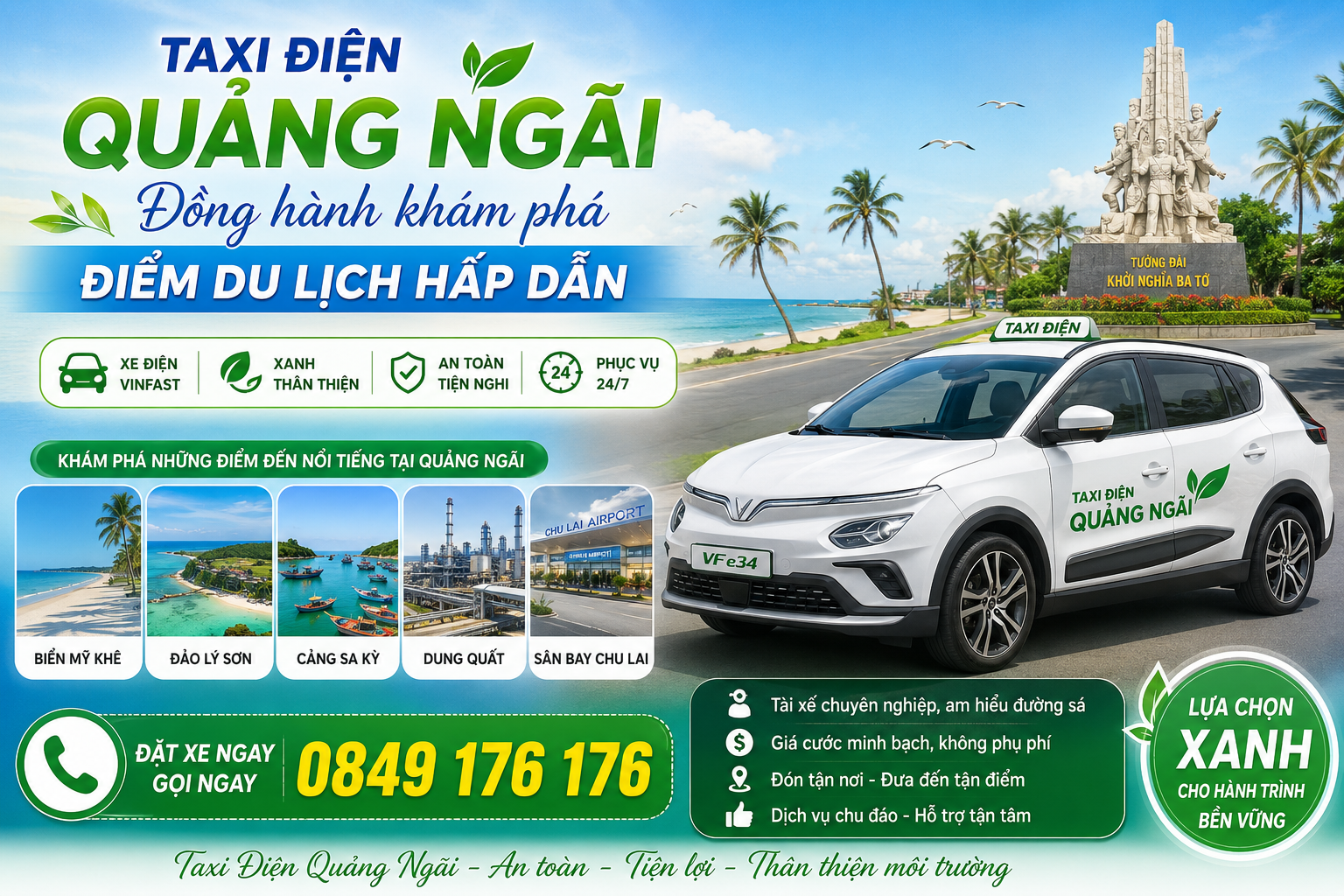 Taxi Điện Quảng Ngãi Đồng Hành Khám Phá Khu Du Lịch Nổi Tiếng