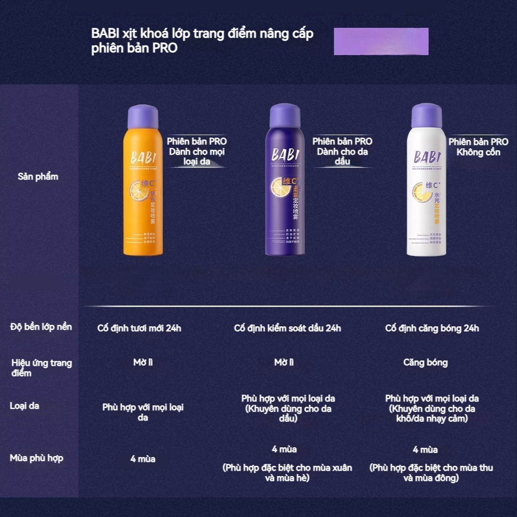 [BABI] Xịt khóa makeup Babi Vitamin C phiên bản PRO 120ml
