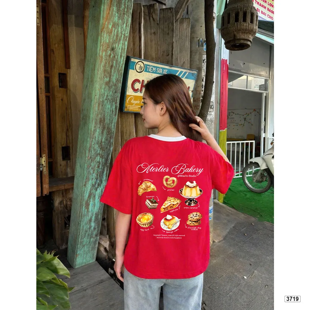 Áo thun boxy phối cổ mix màu đáng yêu Miucho thoáng mát dày dặn đứng form 3719_thumbnail_4