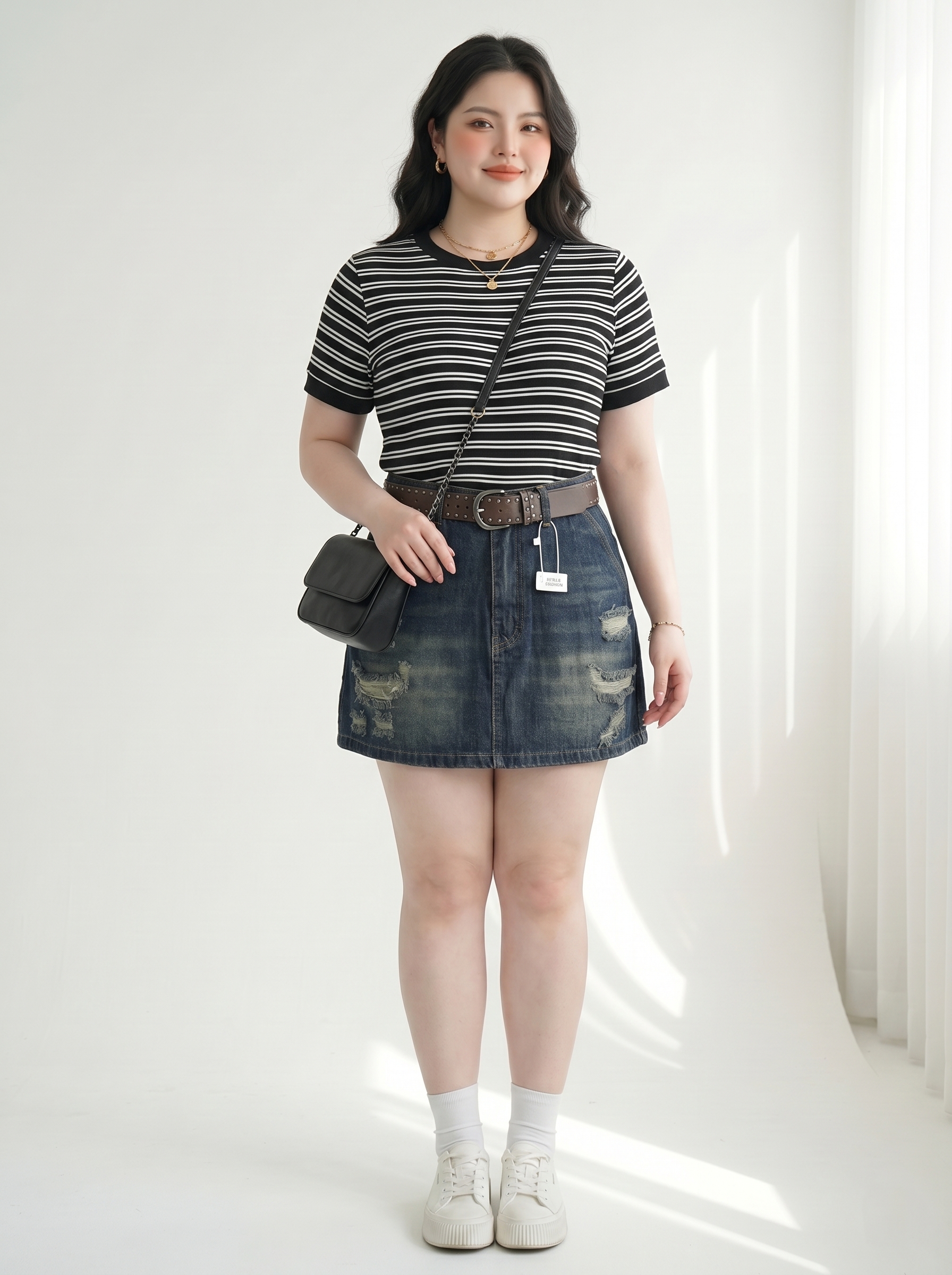 Quần Váy Jean Thêu Cún Bigsize Lưng Cao Gọn Dáng - Xanh Jean - Vừa 55-90kg - T-QVJ2121
