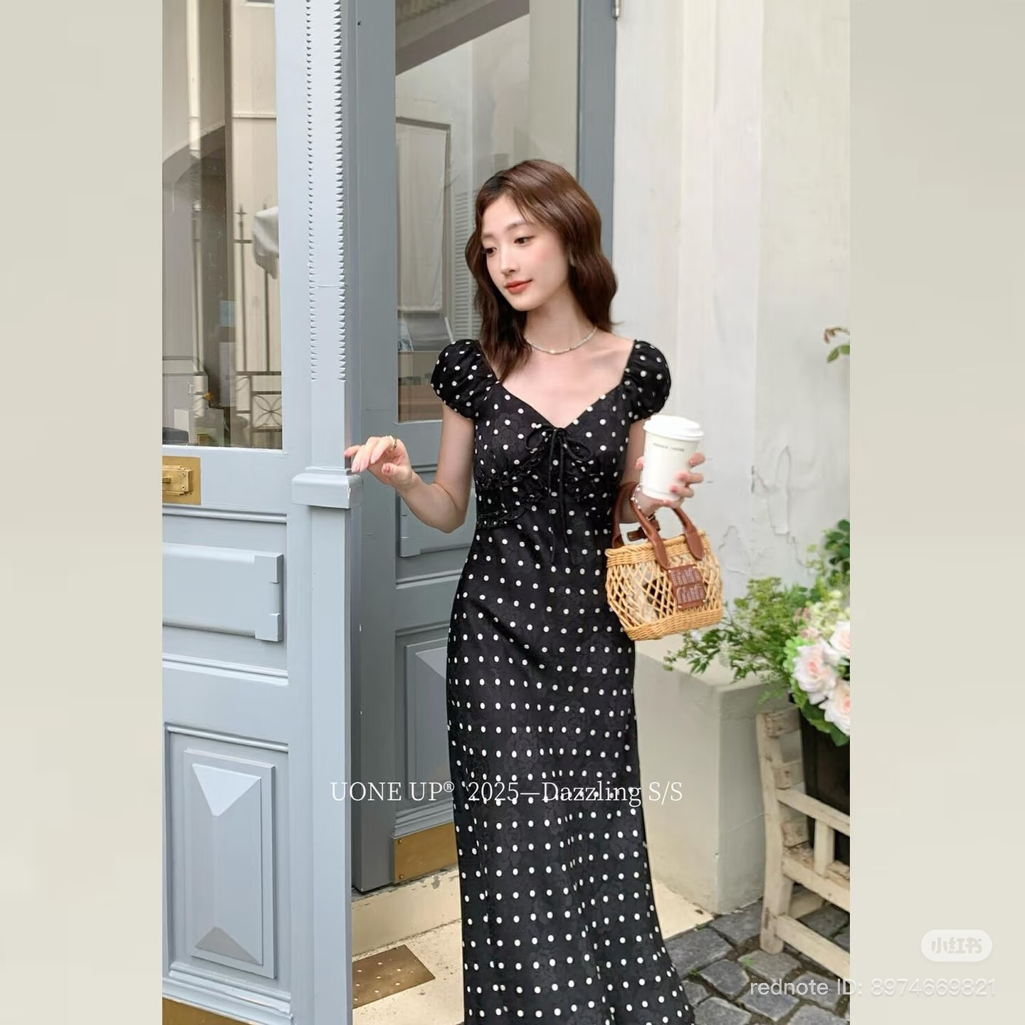 Lucas - Váy chấm bi cổ tim tay hến chun vai chân xòe dáng maxi_thumbnail_5