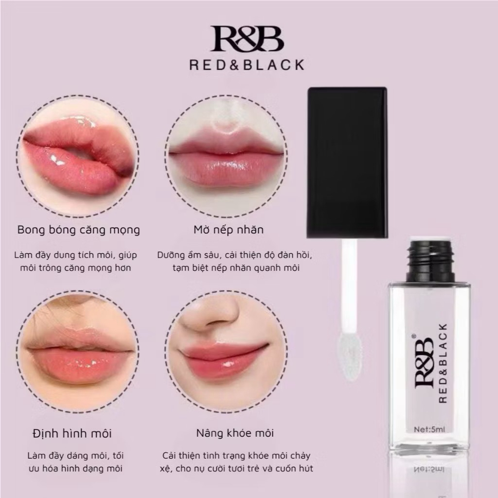 [R&B] Son bóng khóa màu R&B Red & Black 5ml