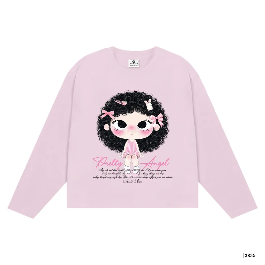 Áo thun boxy tay dài Pretty Angel bé gái tóc xoăn Miucho 3835_thumbnail_11