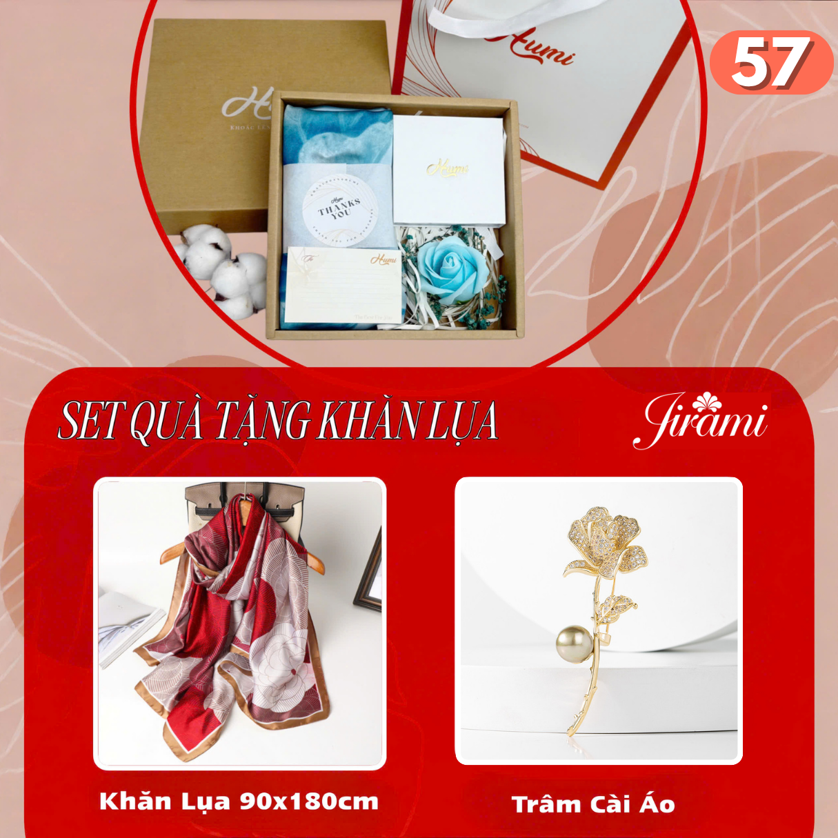 BỘ QUÀ TẶNG KHĂN LỤA + TRÂM CÀI (SQ-57)