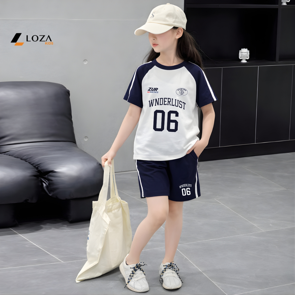 Set bộ bé gái phối viền hình số 6 WNDERLUST - Loza BF654