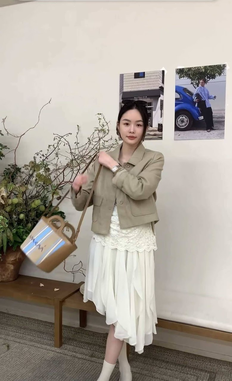 Lucas - chân váy voan xòe vạt lệch phối khăn ren