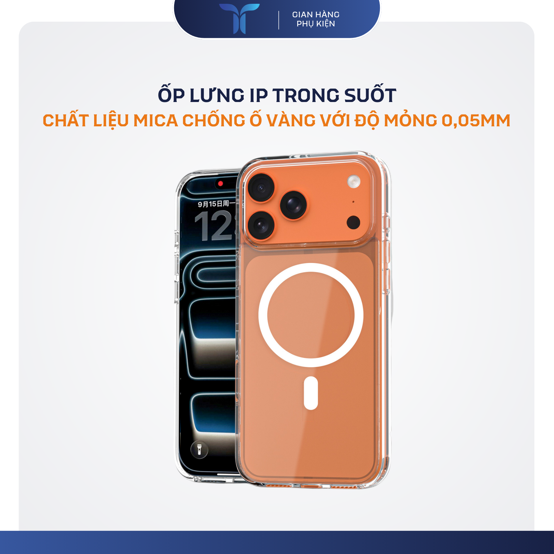 T-ECO SHOP | Ốp Lưng ip 17 Trong Suốt Siêu Mỏng – Vòng Từ Tính, Chống Sốc, Bảo Vệ Camera