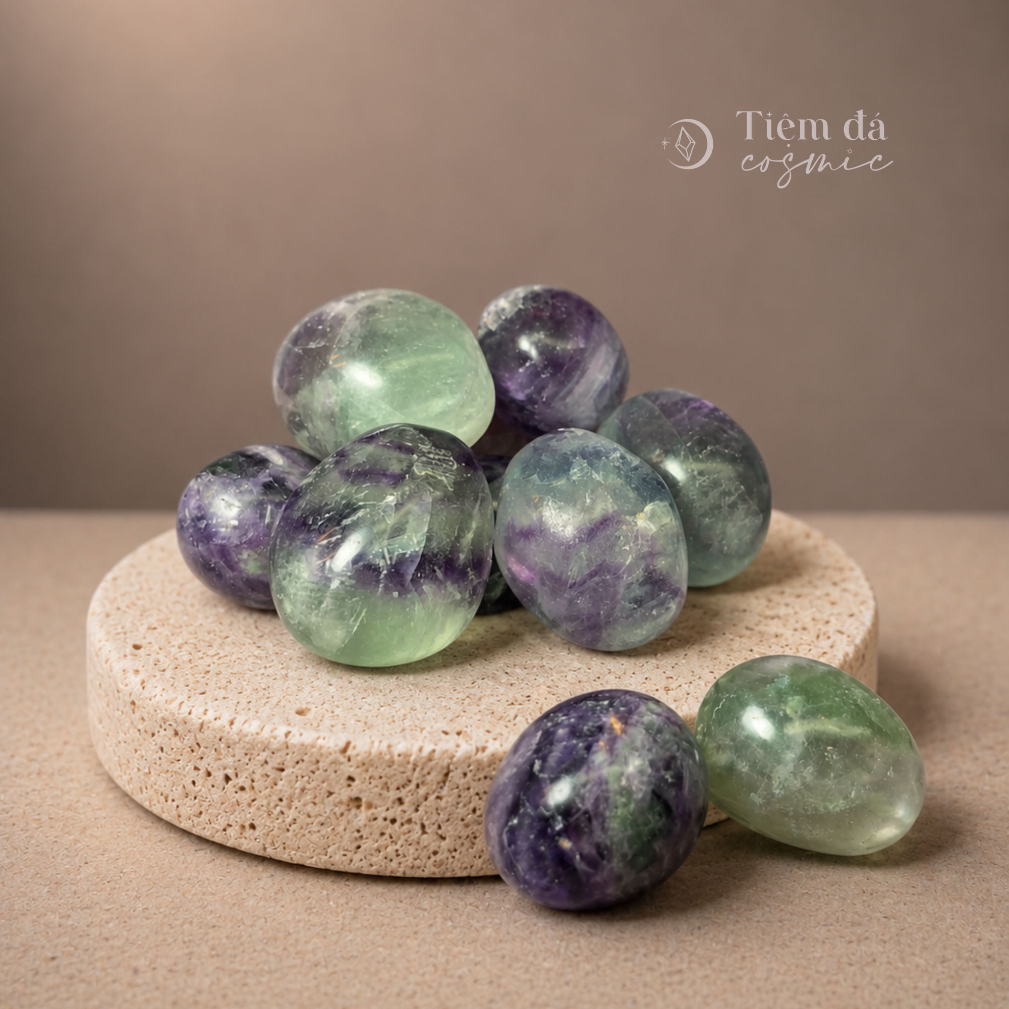 Đá cuội đã mài bóng / Tumbled Đá Fluorite size to 3 - 5 cm/viên