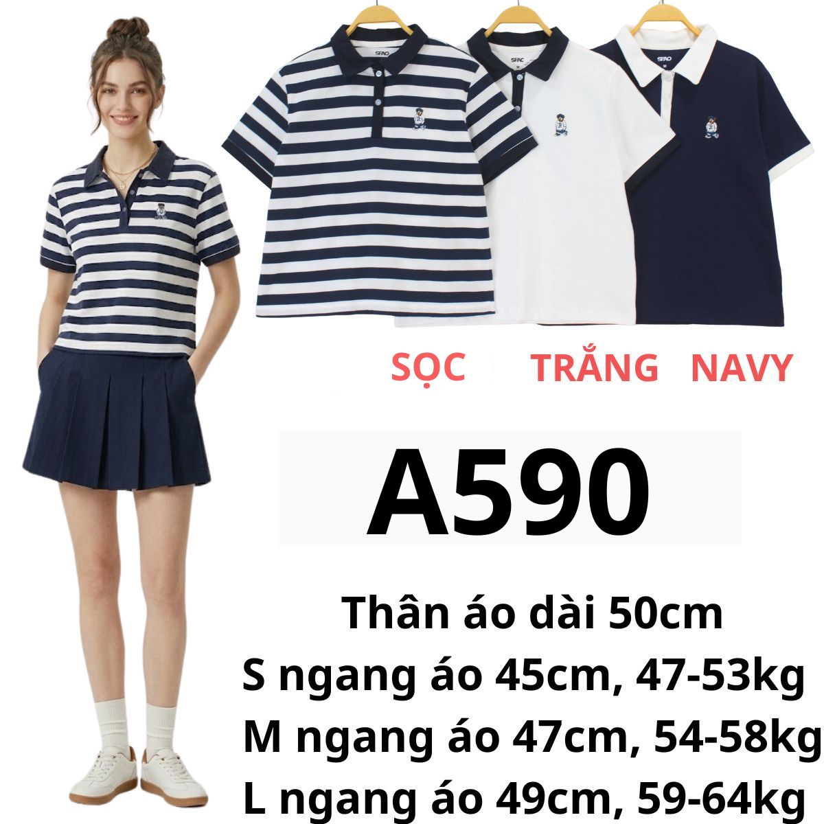 A590- Áo polo gấu