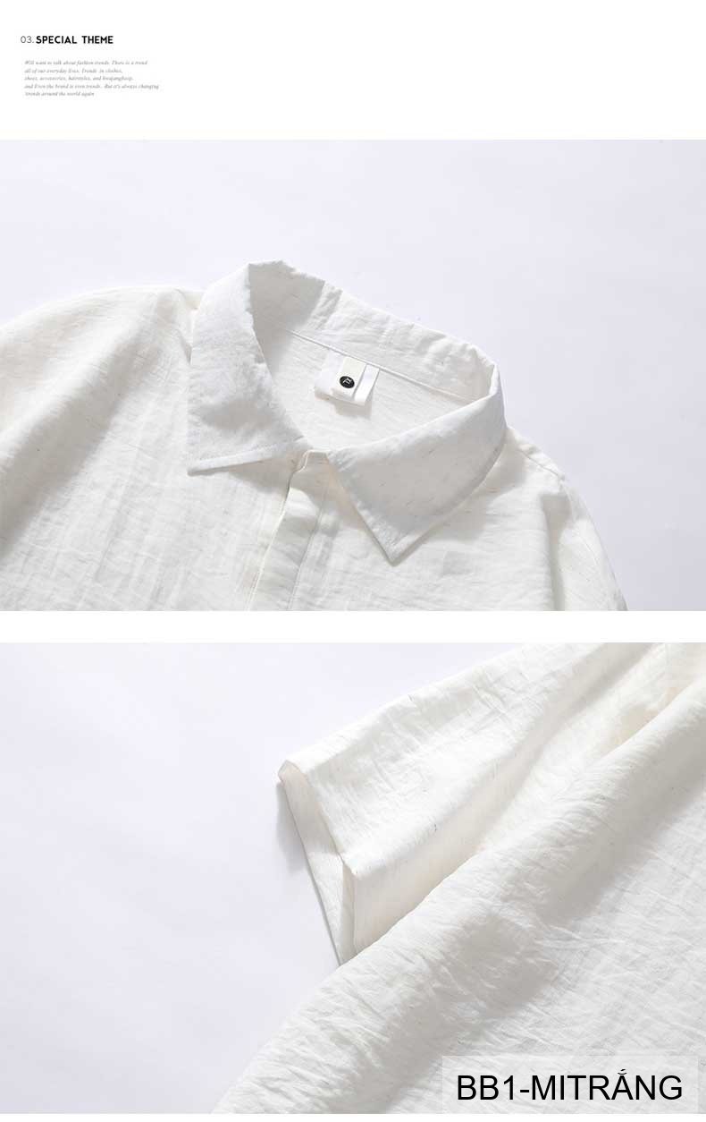 BB1 - Bộ đồ nam 2 món phong cách cực, áo sơ mi ngắn tay + quần short, chất liệu cotton thoáng mát, 3 màu Mi Trắng - Xanh Đậm - Đen_thumbnail_12
