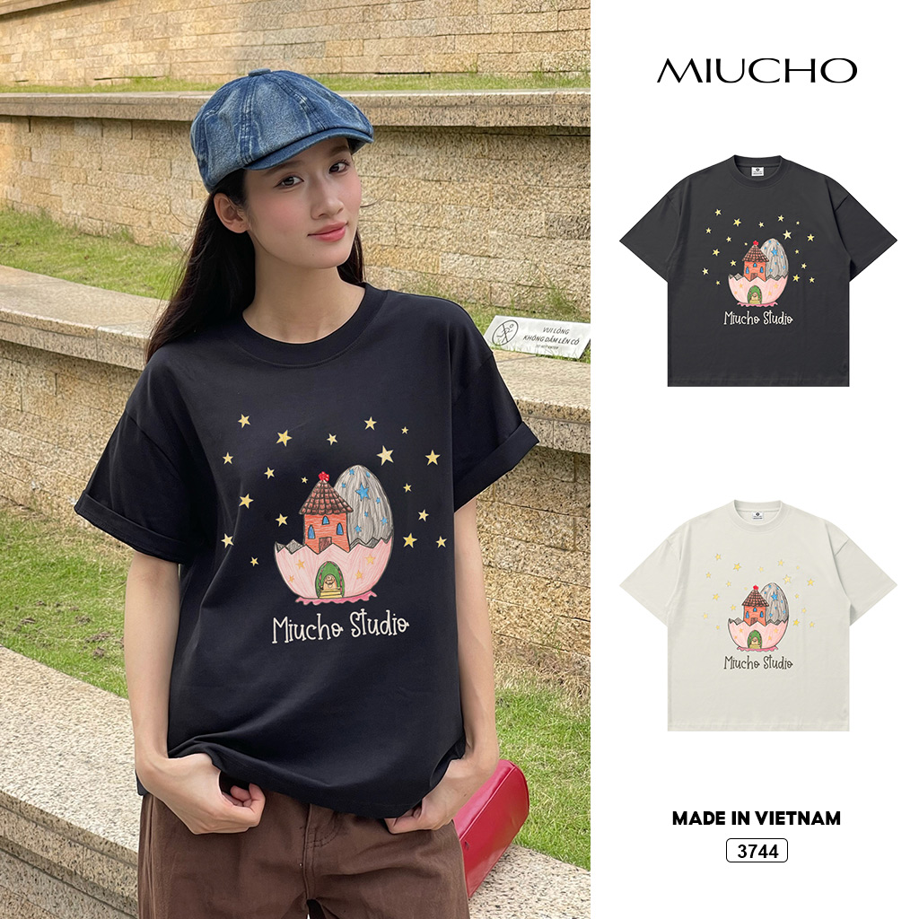 Áo thun nữ form boxy hoạt hình mùa hè Dreamee đáng yêu chất thoáng mát Miucho 3744