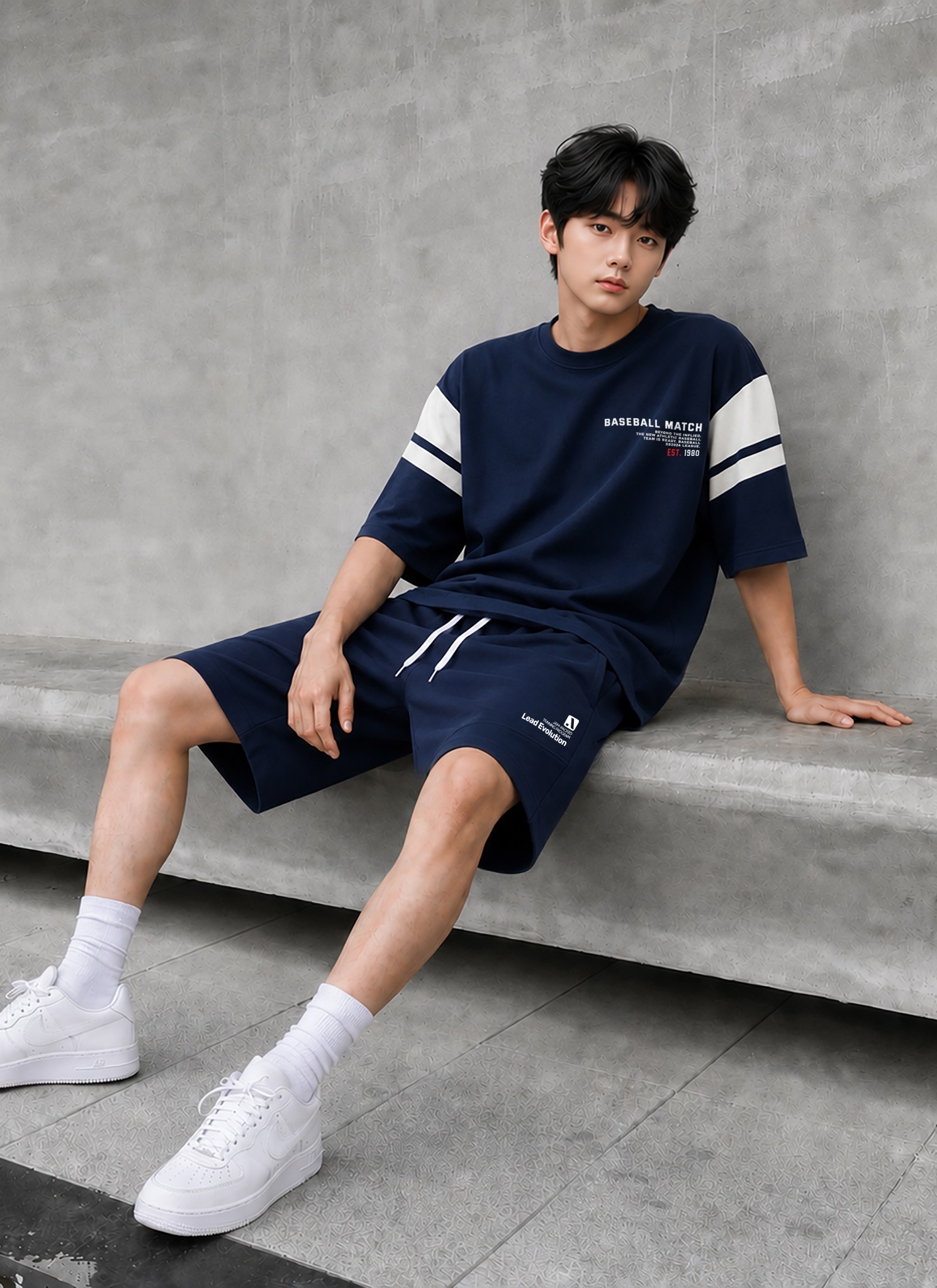 Quần short nỉ bé trai màu xanh đen phối ống_thumbnail_1