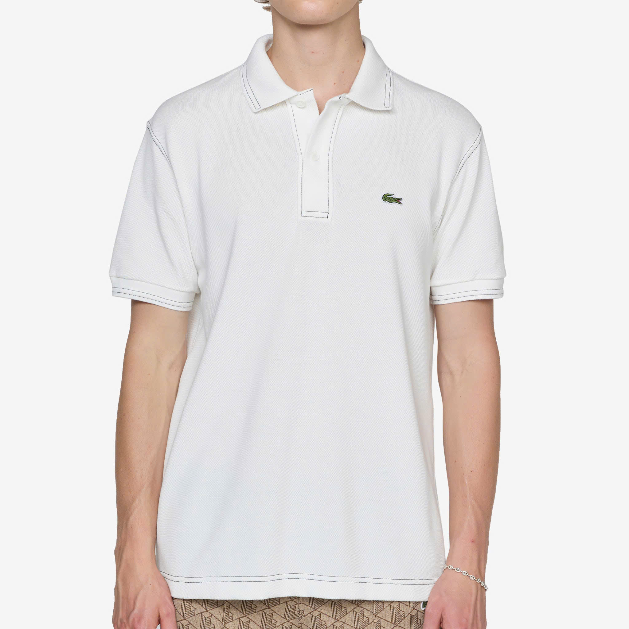E691 ÁO POLO NAM TRẮNG LACOSTE PHỐI CHỈ ĐEN ( XL ) - 2005